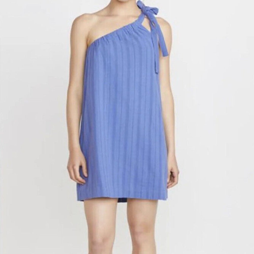 NEW Marine Layer XS Cassia Dress - Marlin One‎ Shoulder Lined Blue 100% Cotton